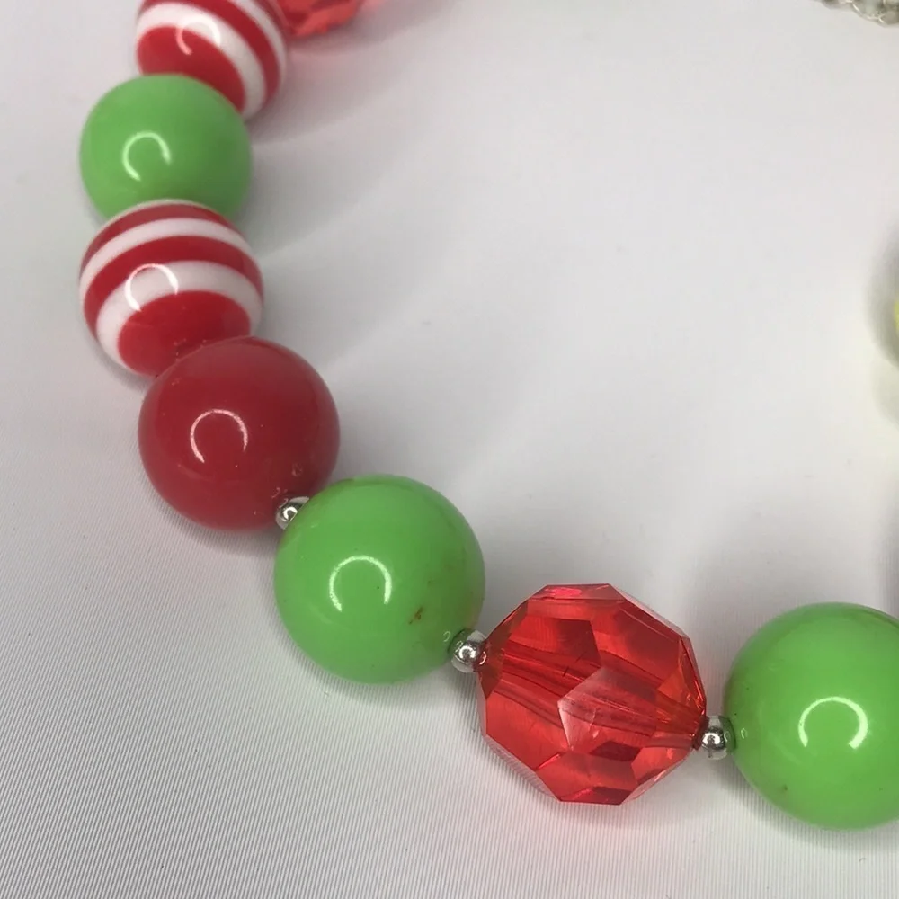 Christmas Chunky Bubblegum Beaded‎ Necklace 15-17”